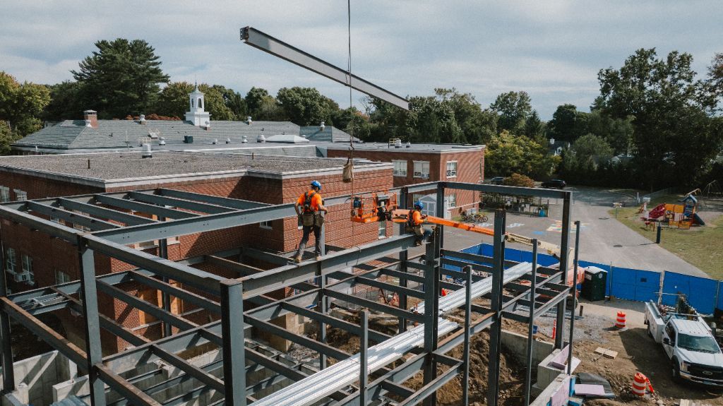 Modern commercial building under construction