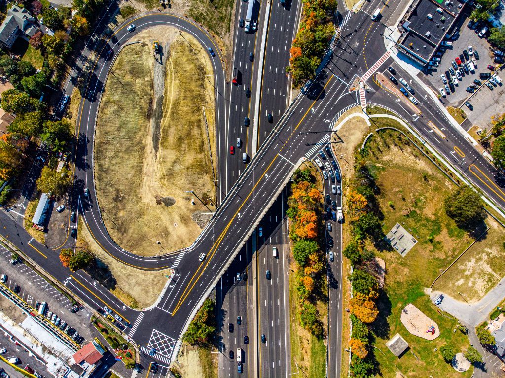 Concrete highway overpass